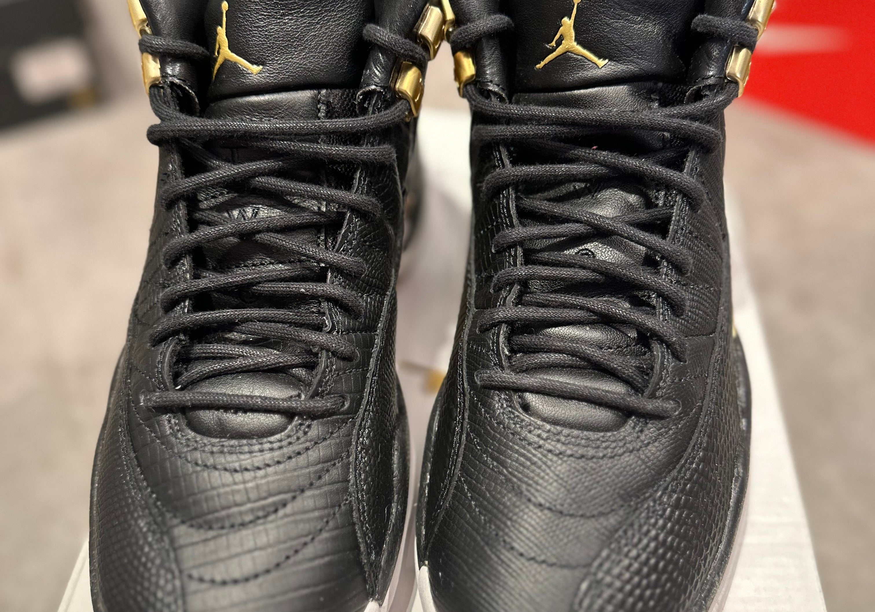 Jordan 12 Retro Black Metallic Gold White (W) (Preowned Size 6W)