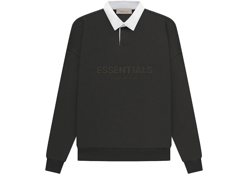 Fear of God Essentials Waffle Henley Rugby Off Black (Preowned Size M)