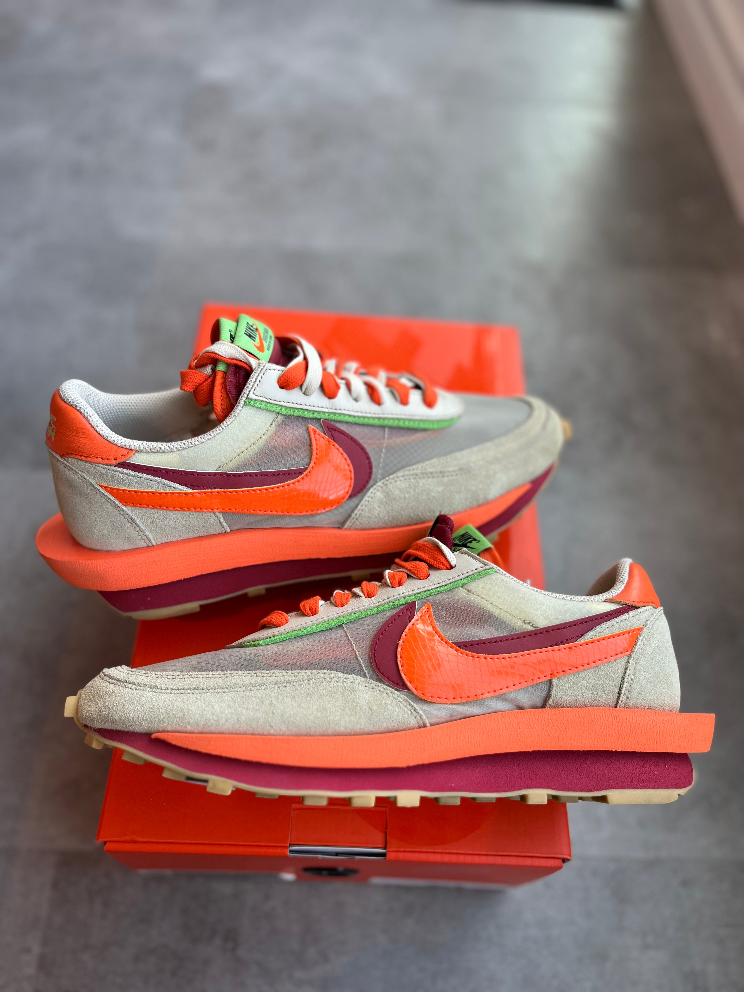 Nike LD Waffle Sacai Clot Kiss Of Death Net Orange Blaze (Preowned)