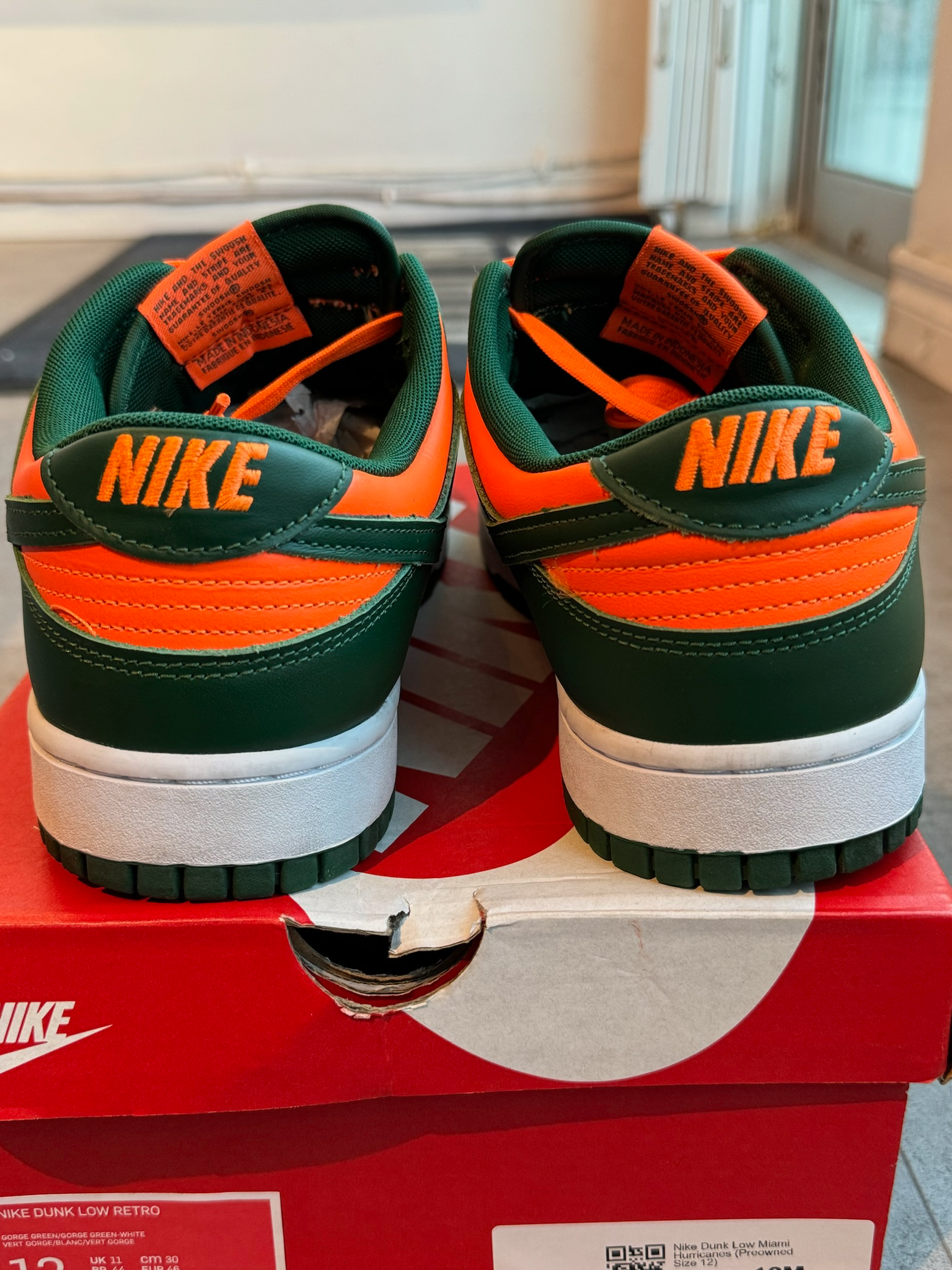 Nike Dunk Low Miami Hurricanes (Preowned Size 12)