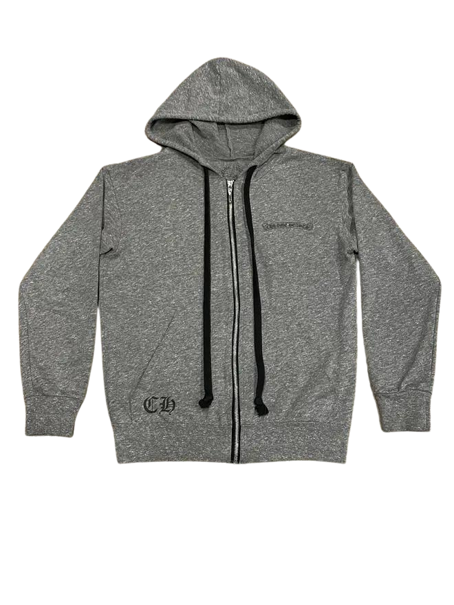 Chrome Hearts Multi-Logo Fleur Knee Zip-Up Hoodie Grey