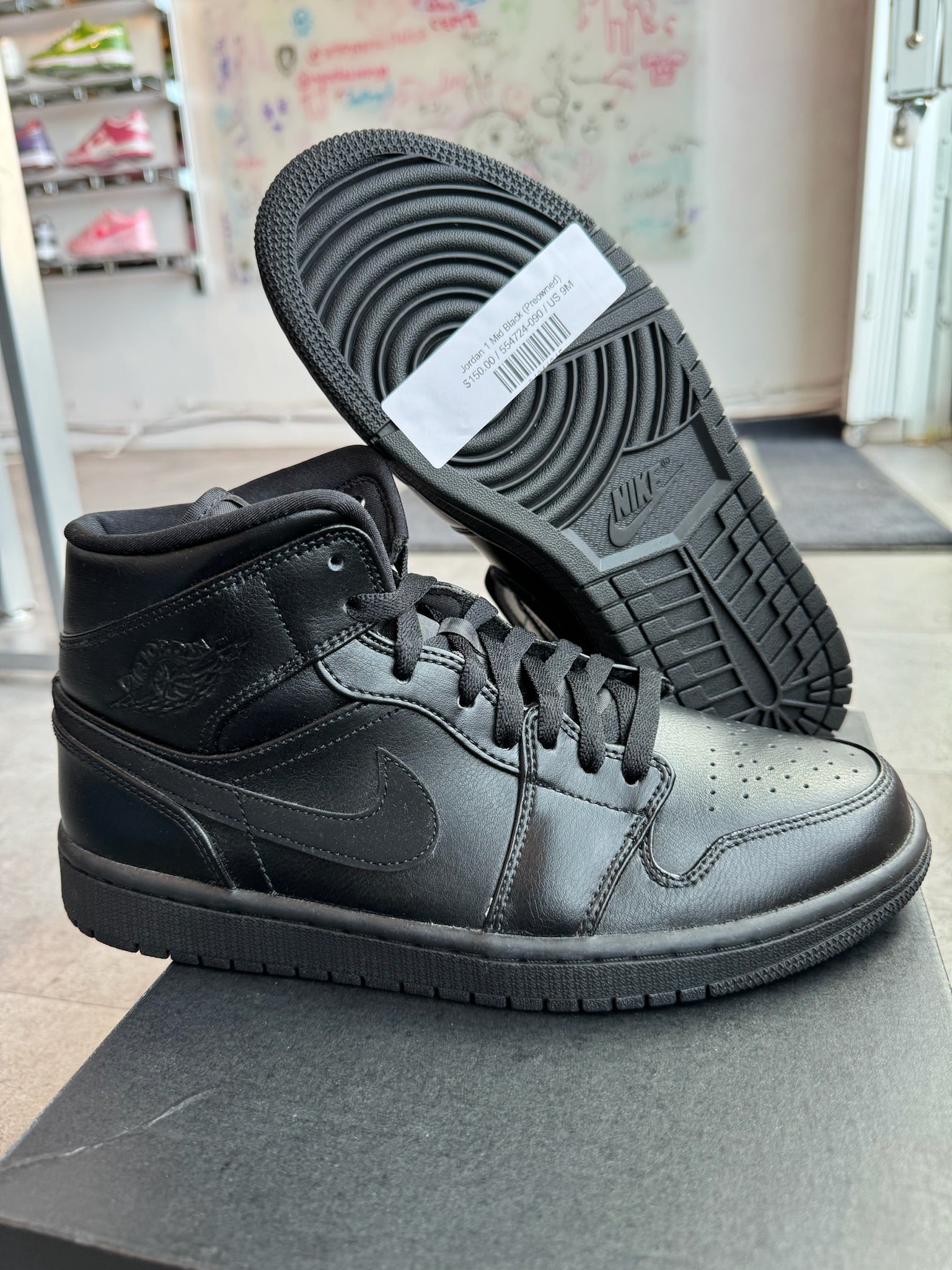 Jordan 1 Mid Black (Preowned)