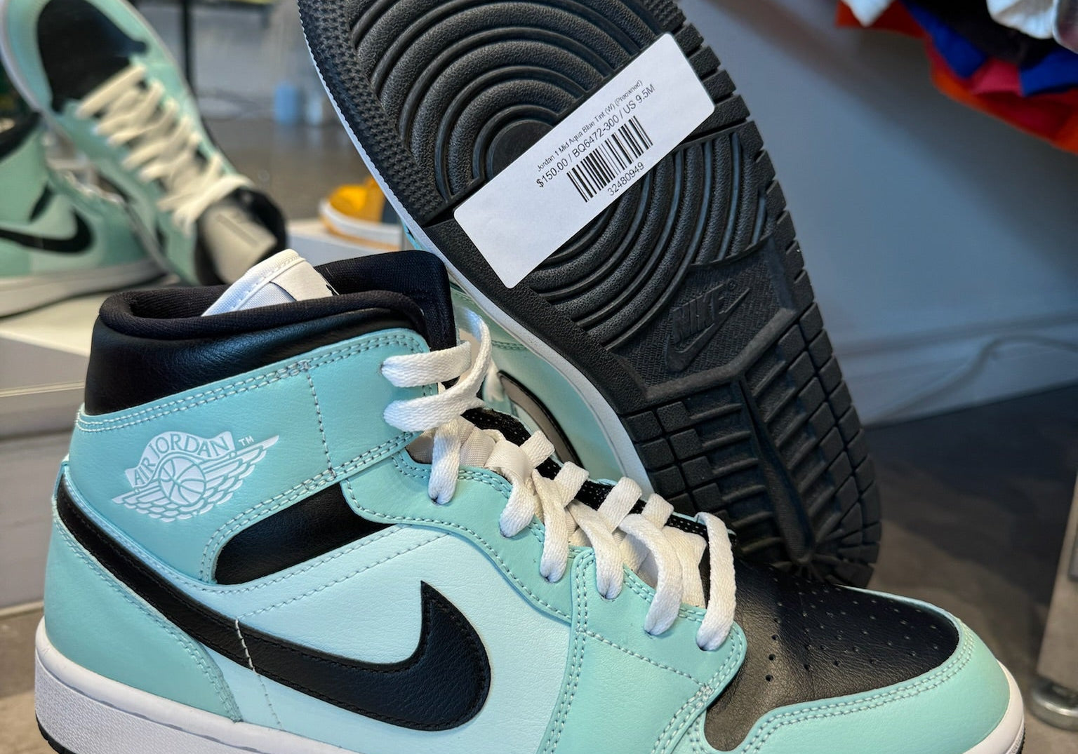 Jordan 1 Mid Aqua Blue Tint (W) (Preowned)