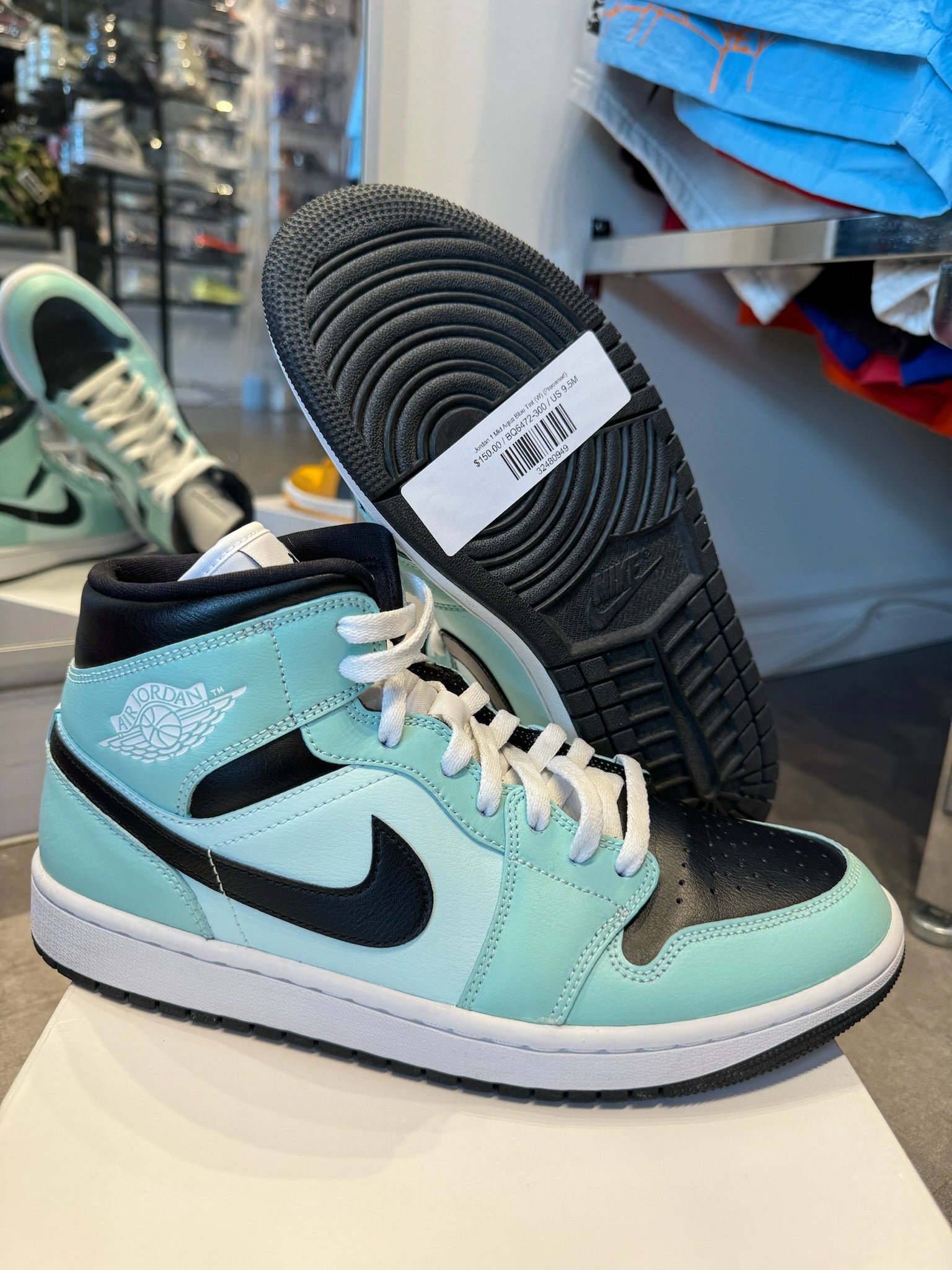 Jordan 1 Mid Aqua Blue Tint (W) (Preowned)