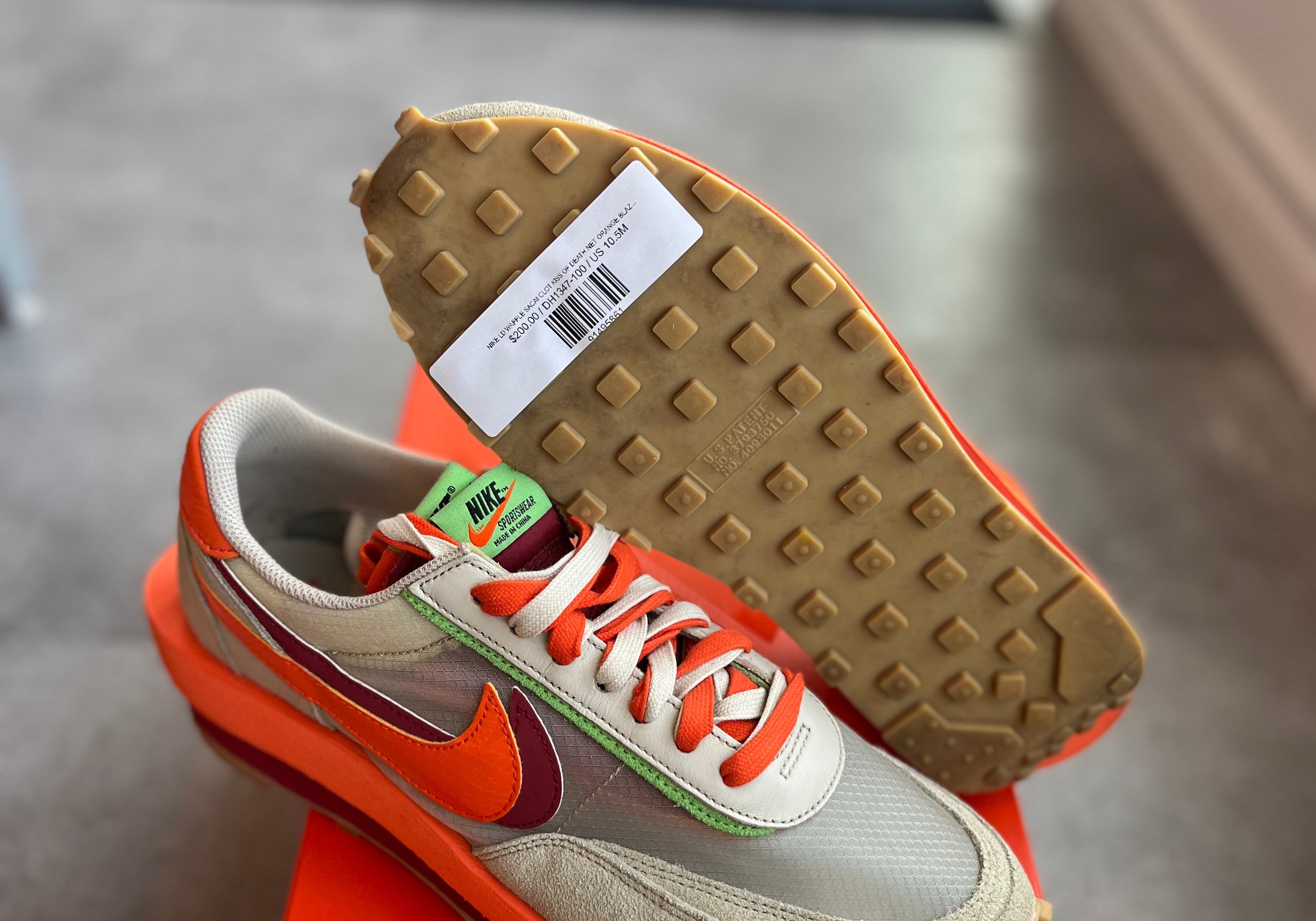 Nike LD Waffle Sacai Clot Kiss Of Death Net Orange Blaze (Preowned)