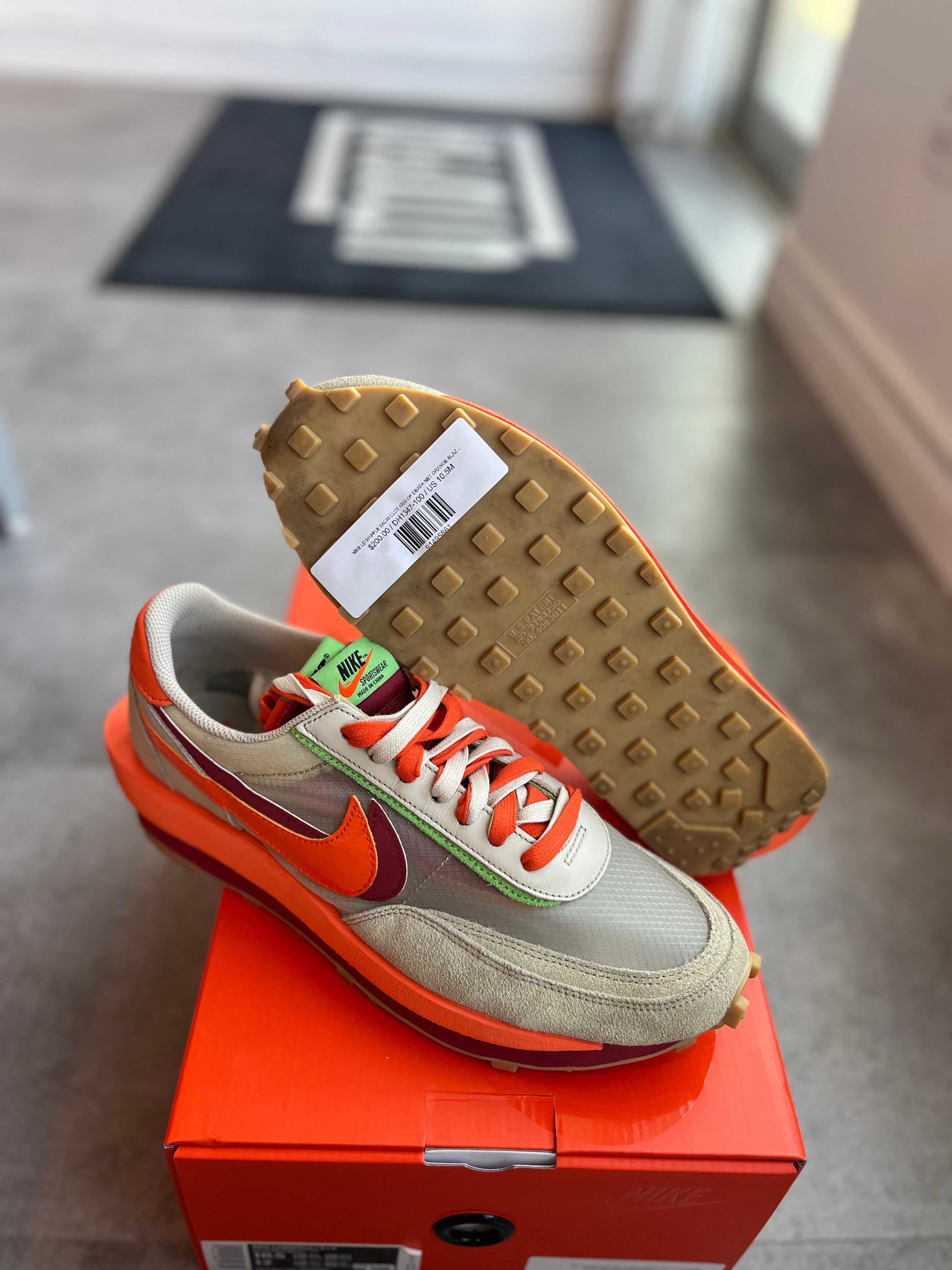 Nike LD Waffle Sacai Clot Kiss Of Death Net Orange Blaze (Preowned)