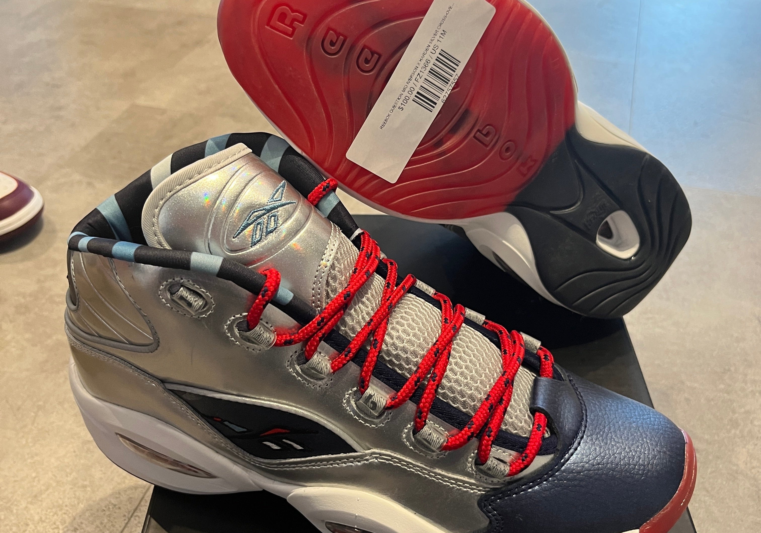 Reebok Question Mid Iverson X Harden Silver Cross-Over (Preowned)