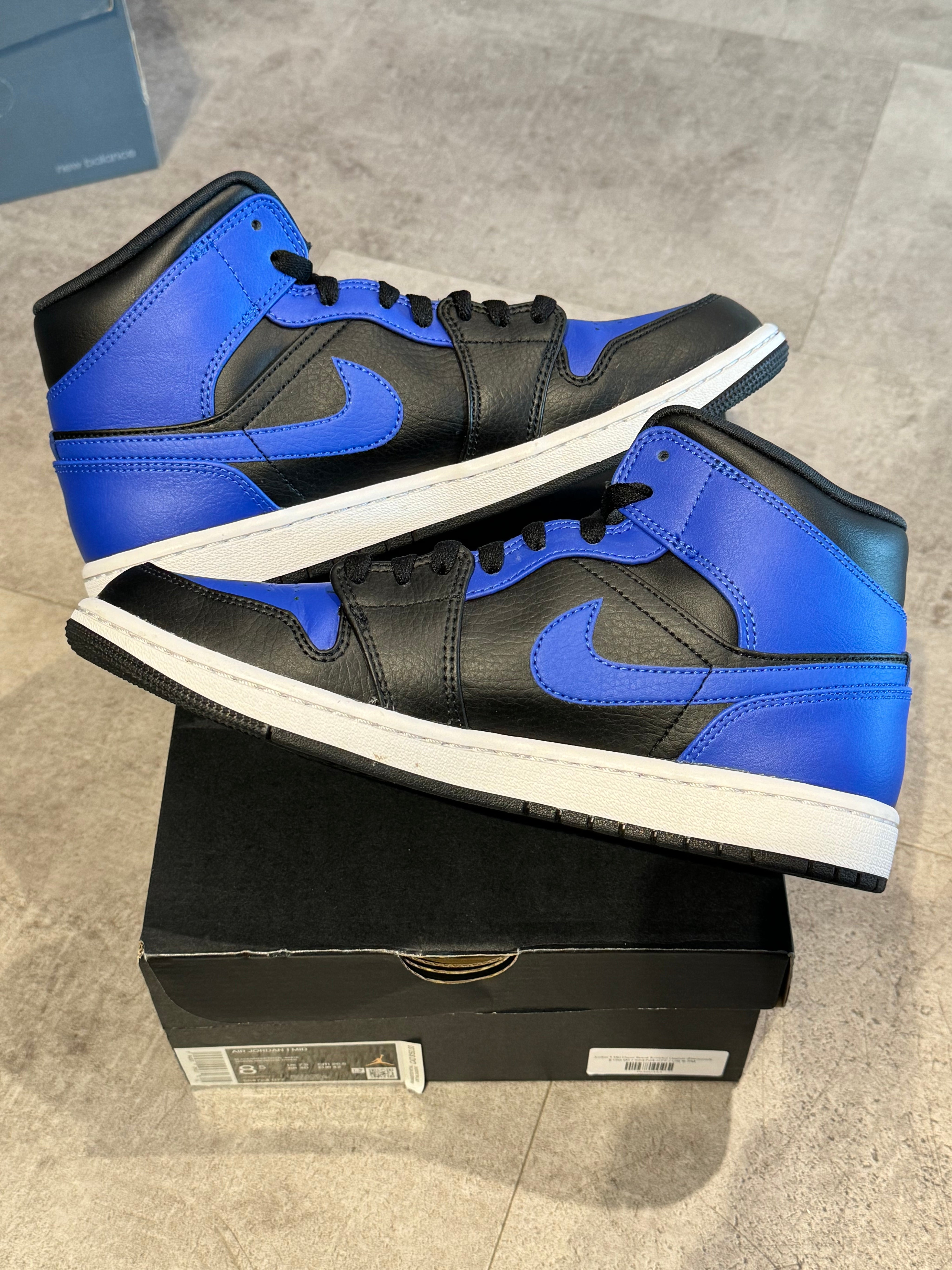 Jordan 1 Mid Hyper Royal Tumbled Leather (Preowned)