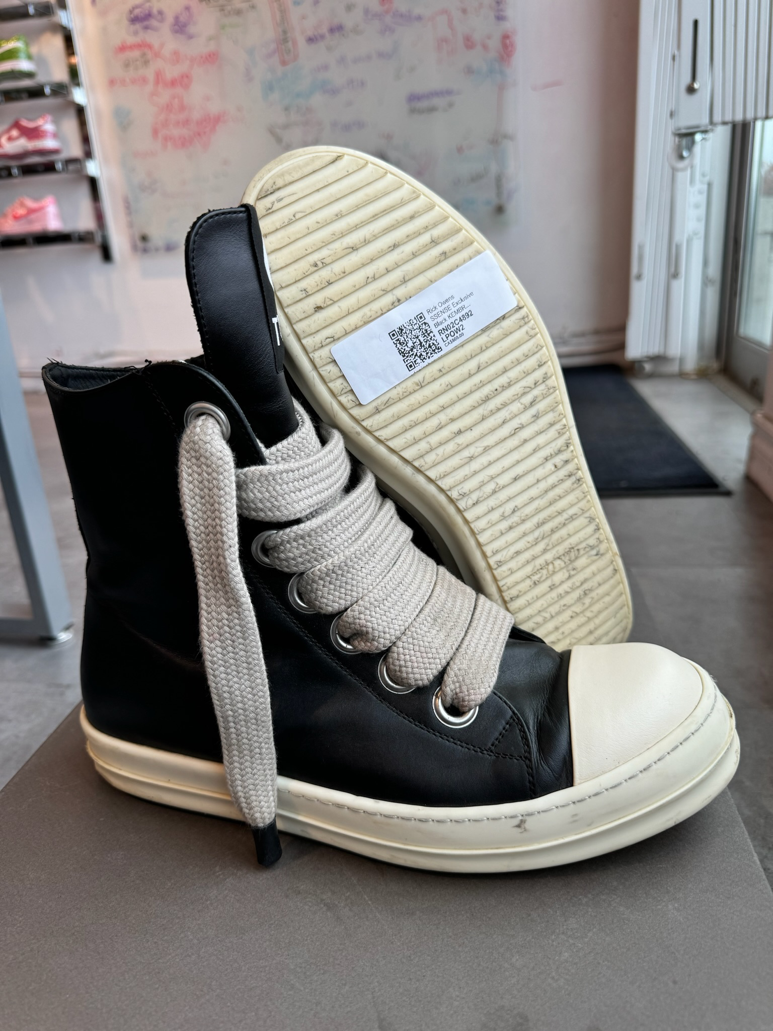 Rick Owens SSENSE Exclusive Black KEMBRA PFAHLER Edition Jumbo Lace Sneakers (Preowned Size 44)