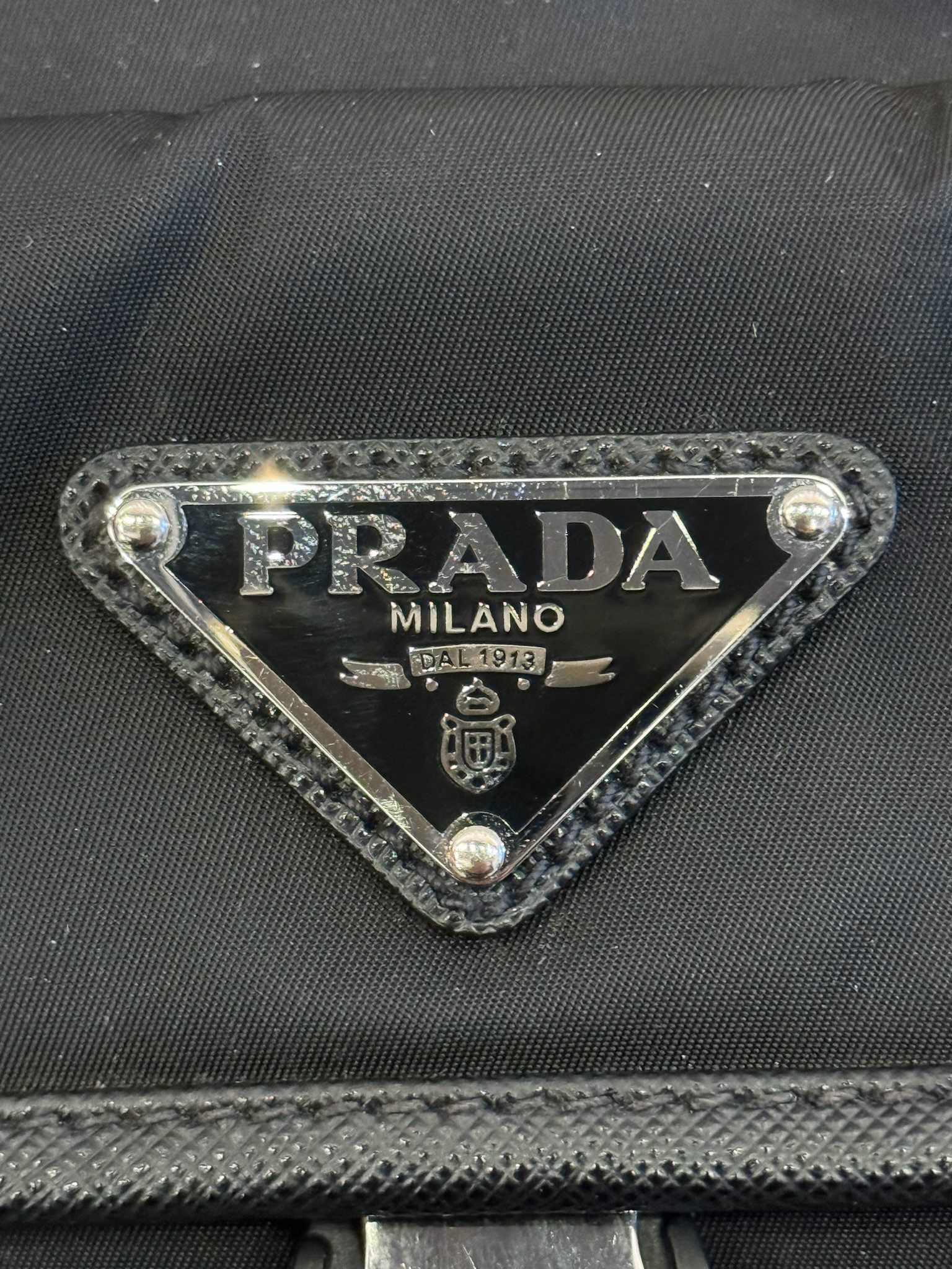 Prada Re-Nylon and Saffiano Leather Shoulder Bag Black (Preowned)