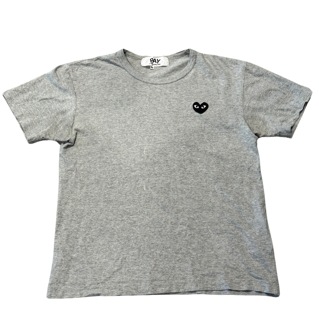 CDG COMME DES GARÇONS PLAY BLACK SINGLE HEART T-SHIRT GREY (Preowned)