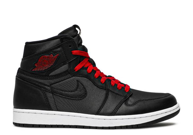 Jordan 1 Retro High Black Satin Gym Red