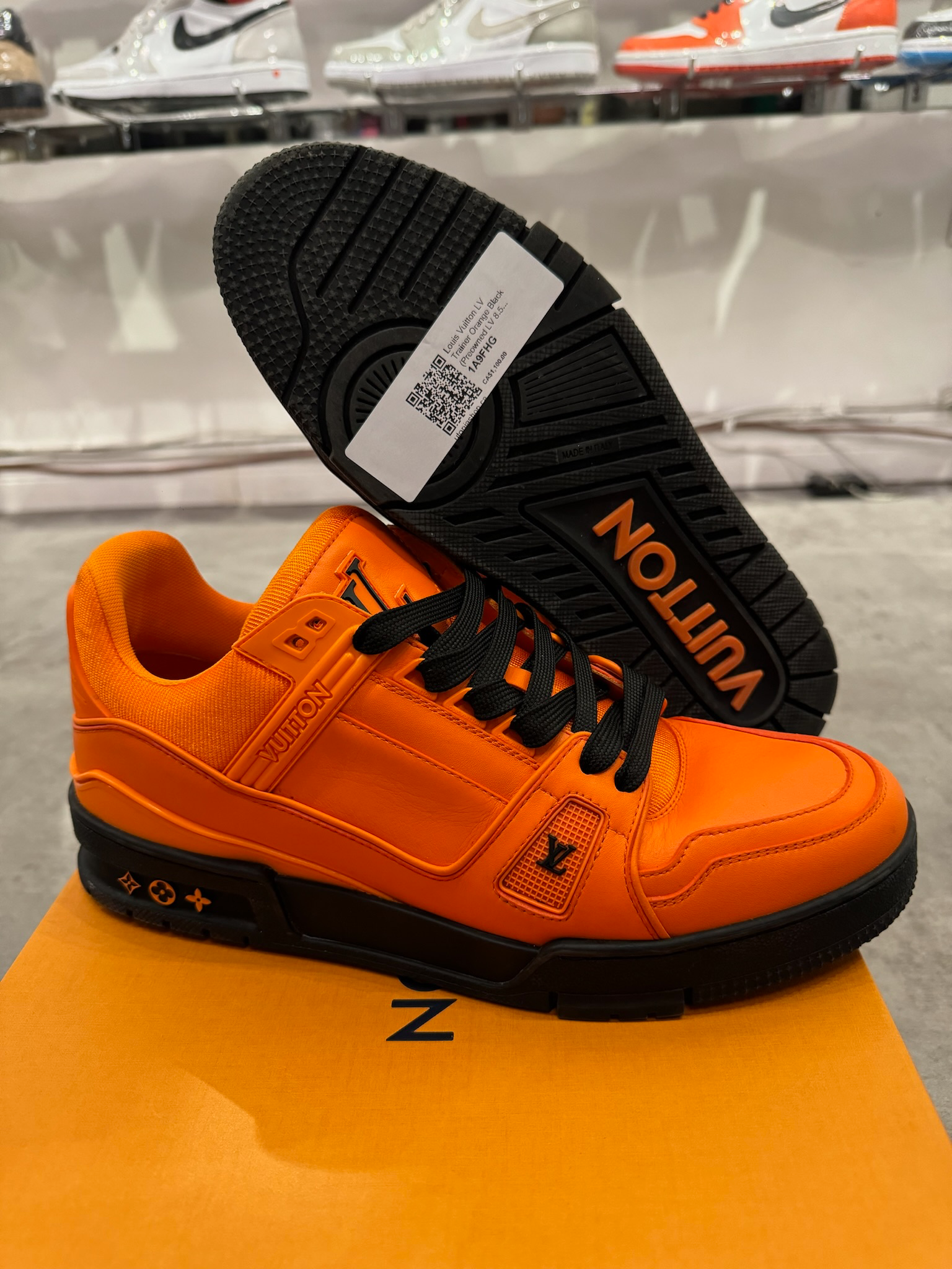 Louis Vuitton LV Trainer Orange Black (Preowned LV 8.5/ US 10M)