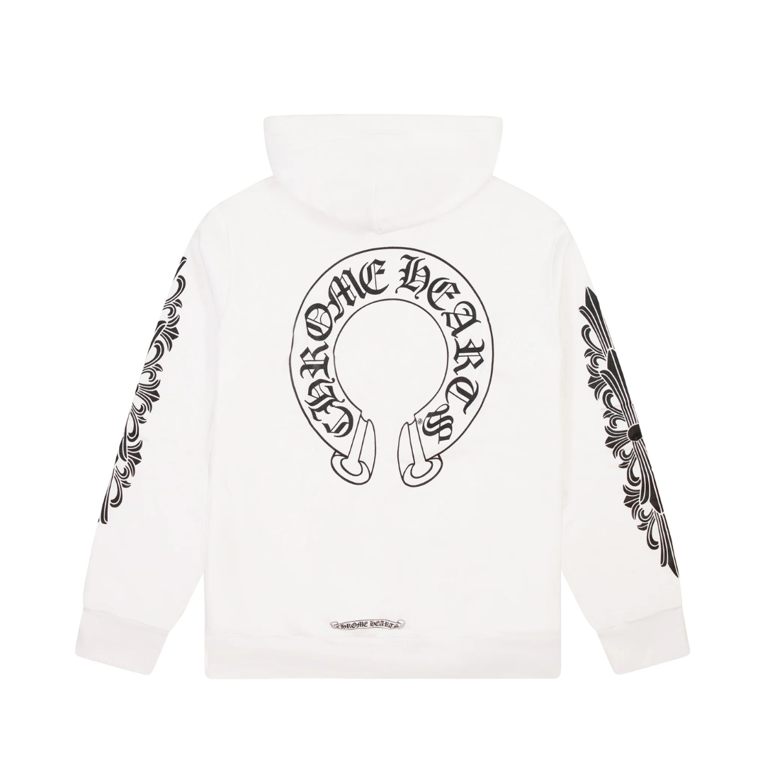 Chrome Hearts Horseshoe Floral Pullover Hoodie White