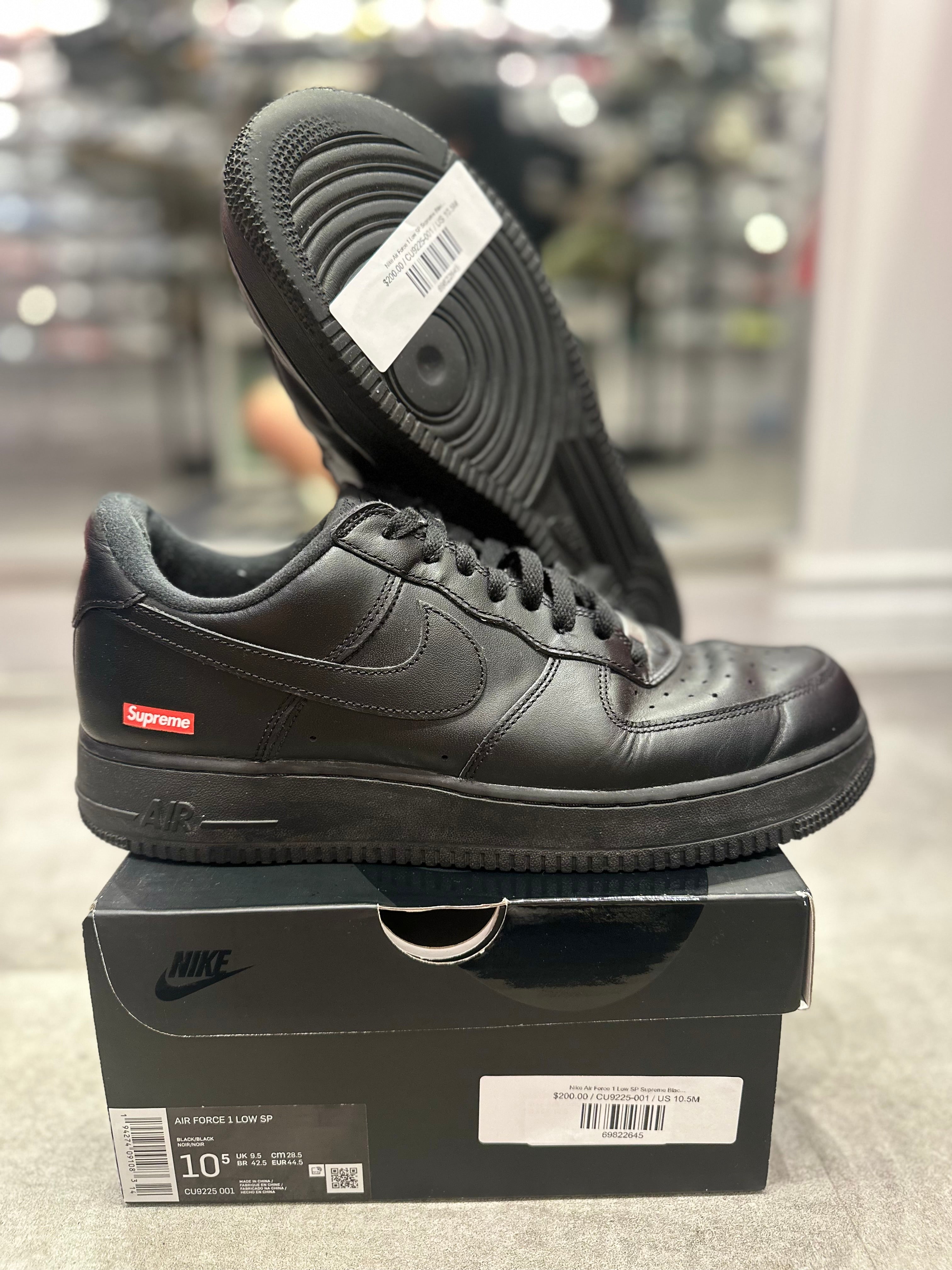 Nike Air Force 1 Low SP Supreme Black (Preowned Size 10.5)