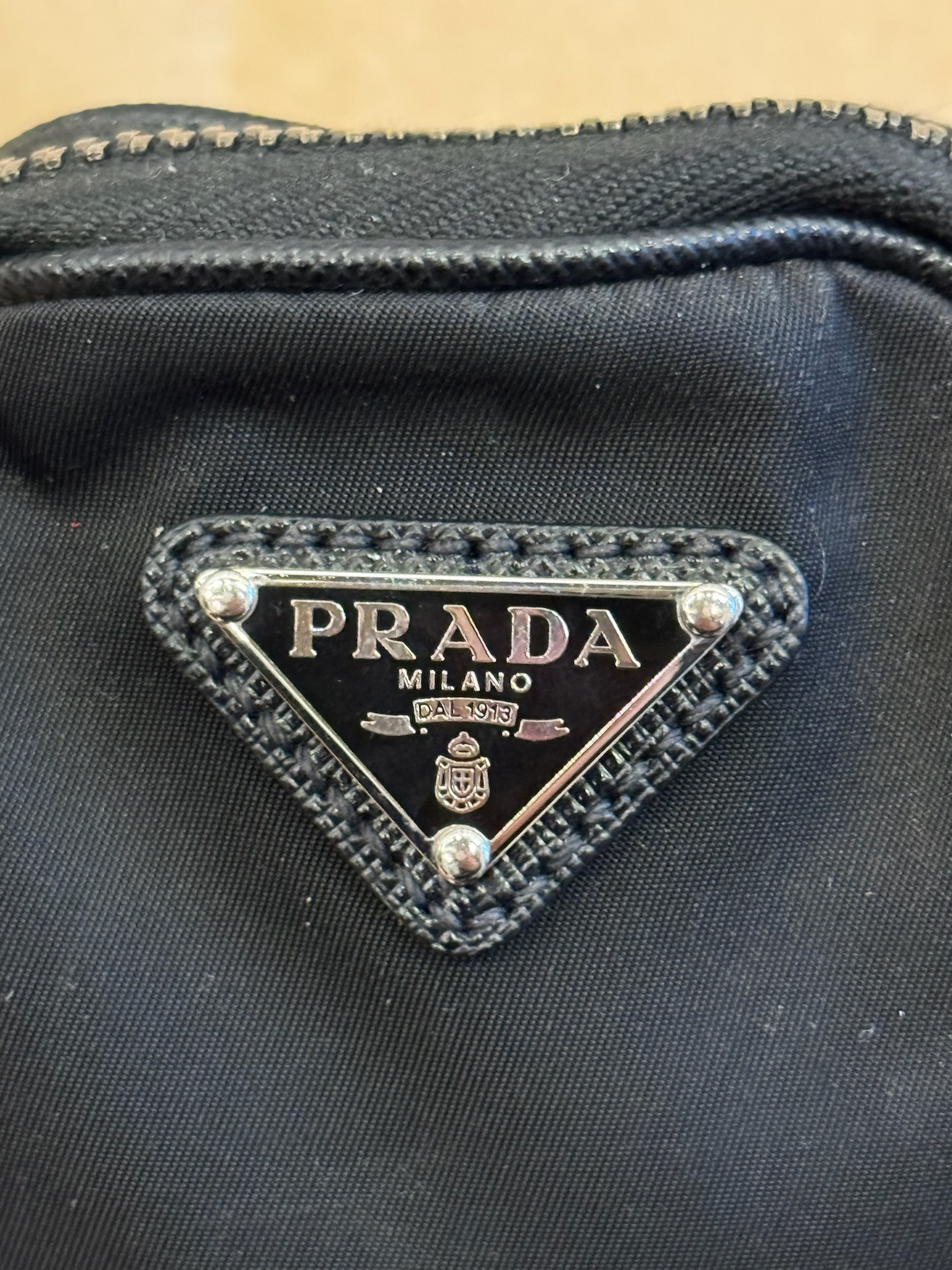 Prada Re-Nylon and Saffiano Leather Shoulder Bag Black (Preowned)