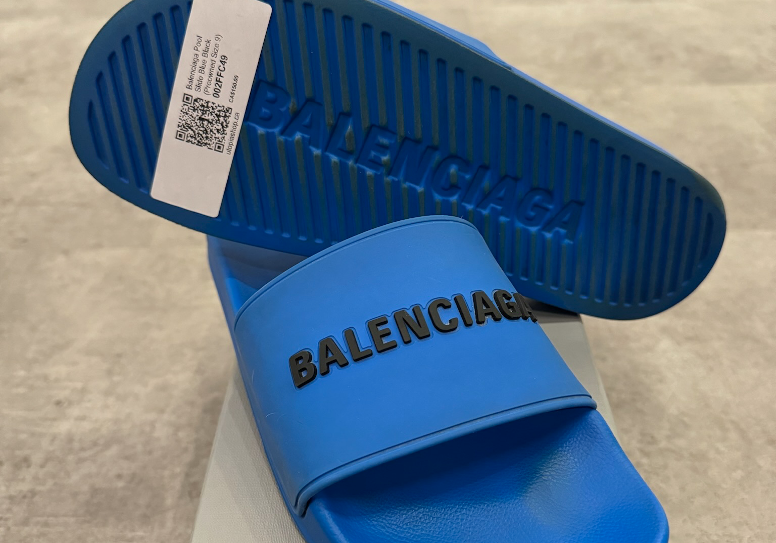 Balenciaga Pool Slide Blue Black (Preowned Size 9)