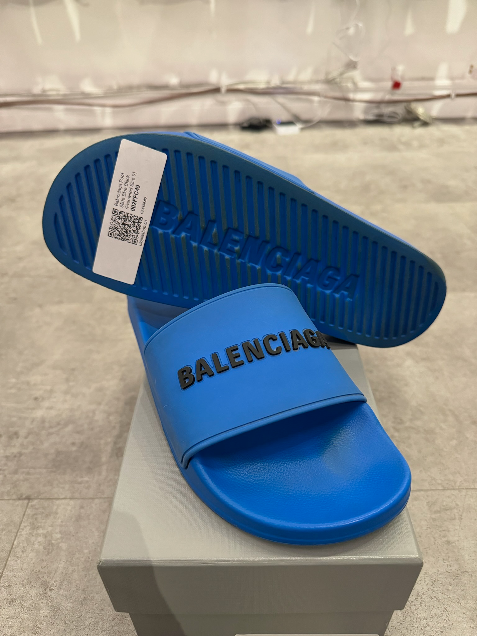 Balenciaga Pool Slide Blue Black (Preowned Size 9)