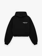 Fear of God Essentials Womens Fleece Cropped Hoodie Black (FW24)