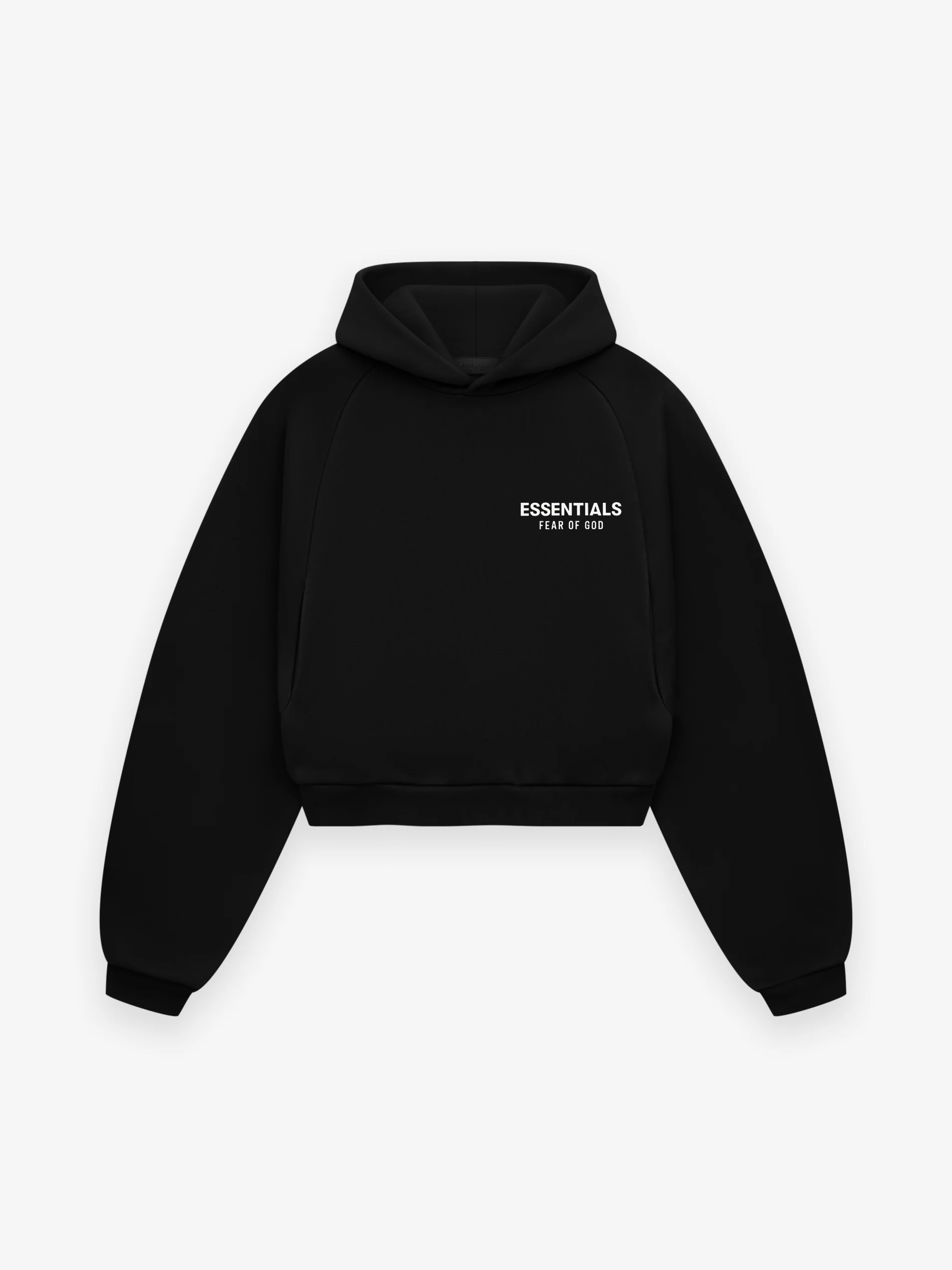 Fear of God Essentials Womens Fleece Cropped Hoodie Black (FW24)