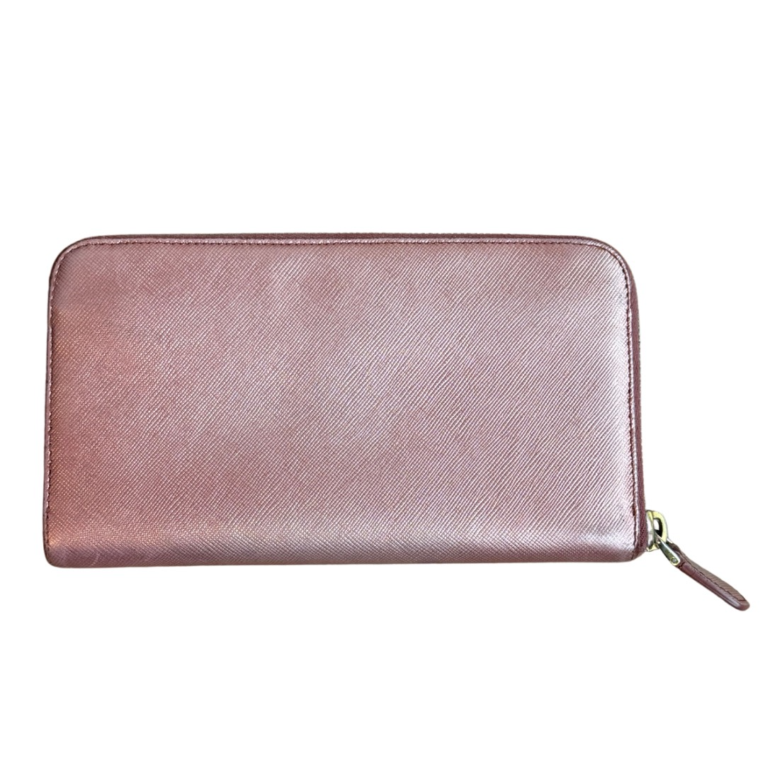 Prada Saffiano Metal Leather Continental Wallet Pink (Preowned)