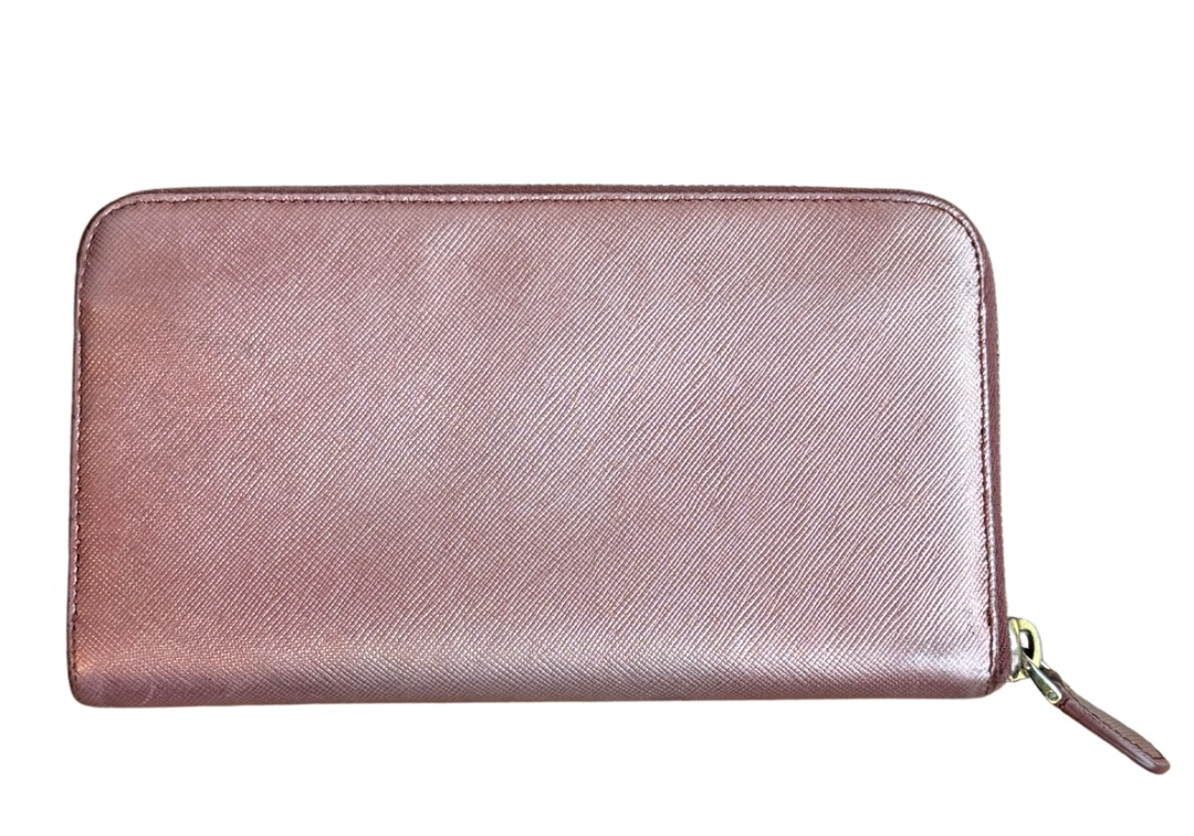 Prada Saffiano Metal Leather Continental Wallet Pink (Preowned)