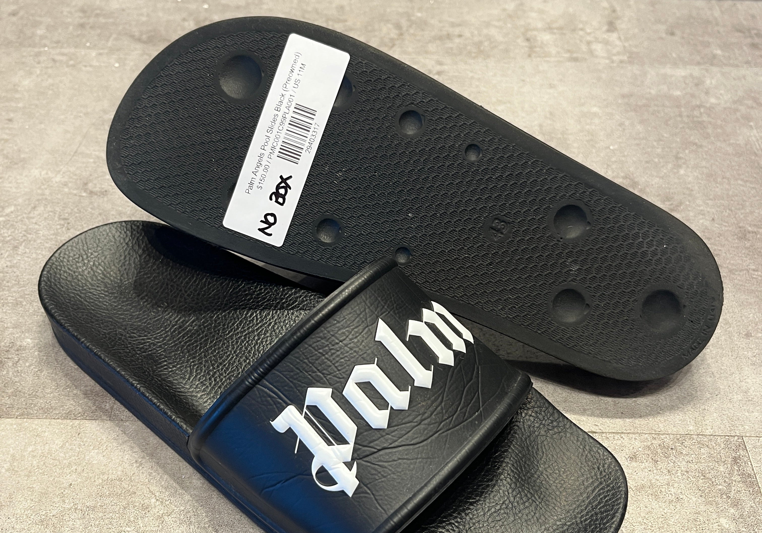 Palm Angels Pool Slides Black (Preowned Size 11)