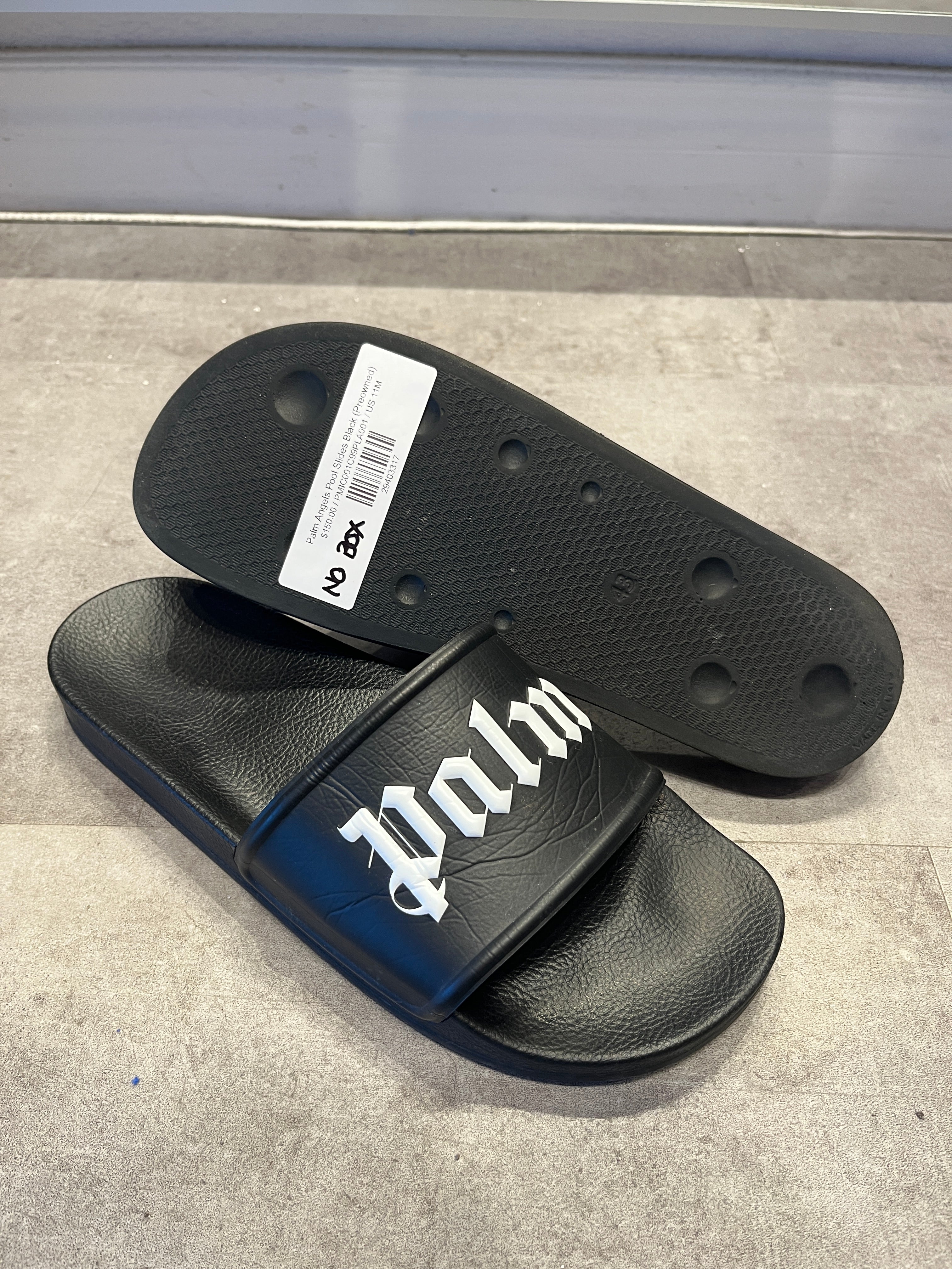 Palm Angels Pool Slides Black (Preowned Size 11)