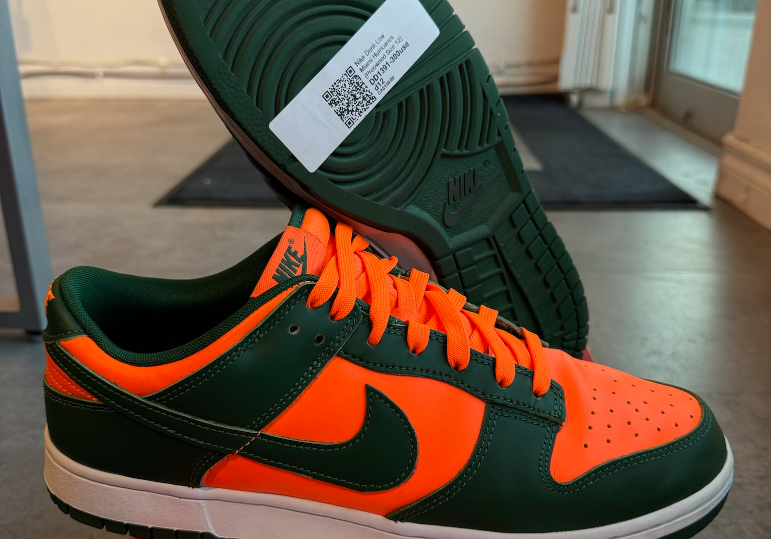 Nike Dunk Low Miami Hurricanes (Preowned Size 12)