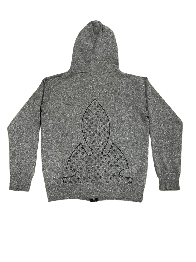 Chrome Hearts Multi-Logo Fleur Knee Zip-Up Hoodie Grey