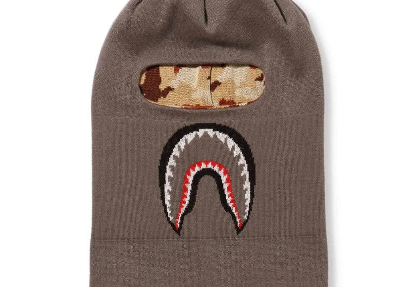 Bape X Ovo Woodland Camo Shark Reversible Balaclava Grey