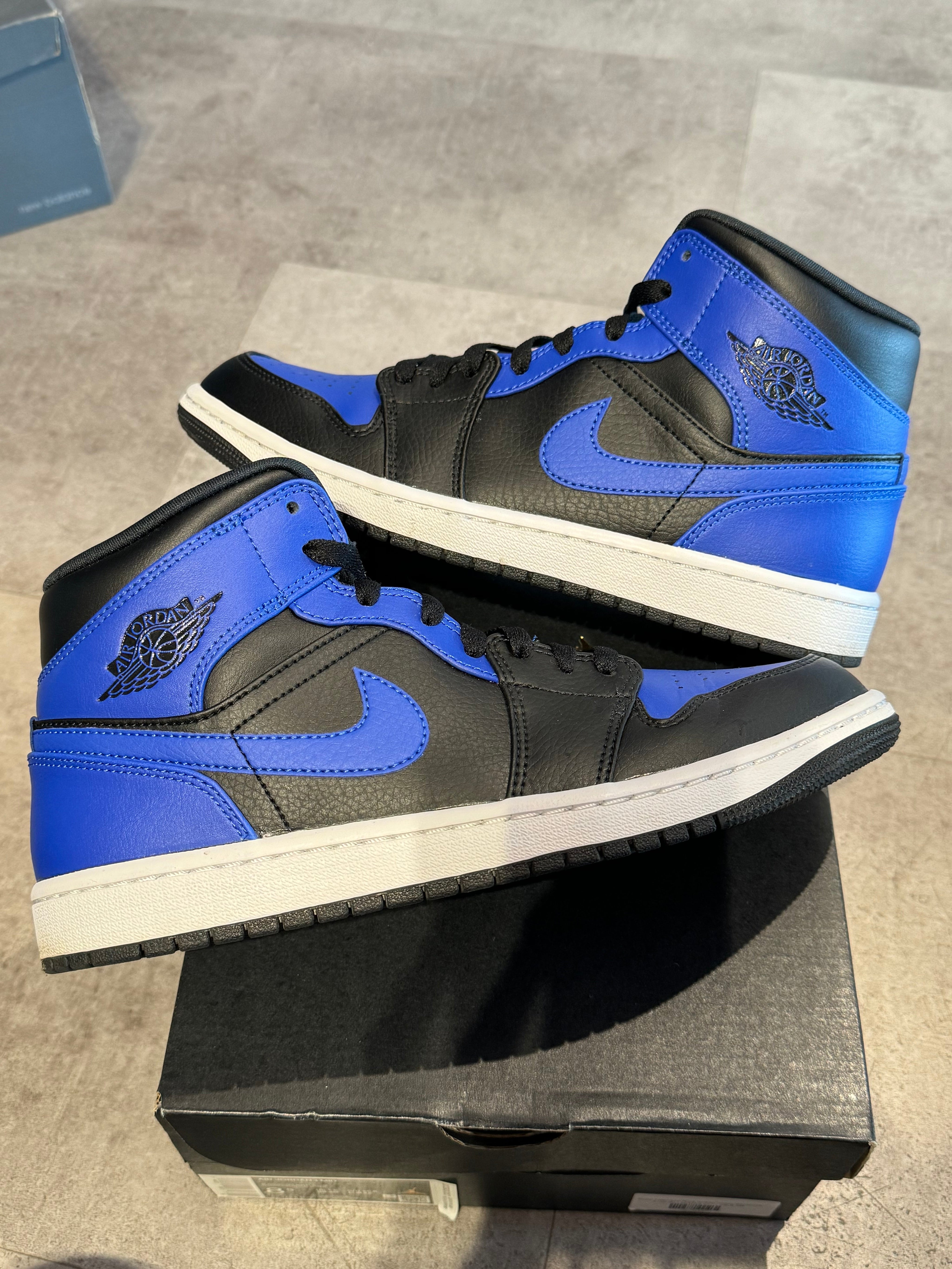 Jordan 1 Mid Hyper Royal Tumbled Leather (Preowned)