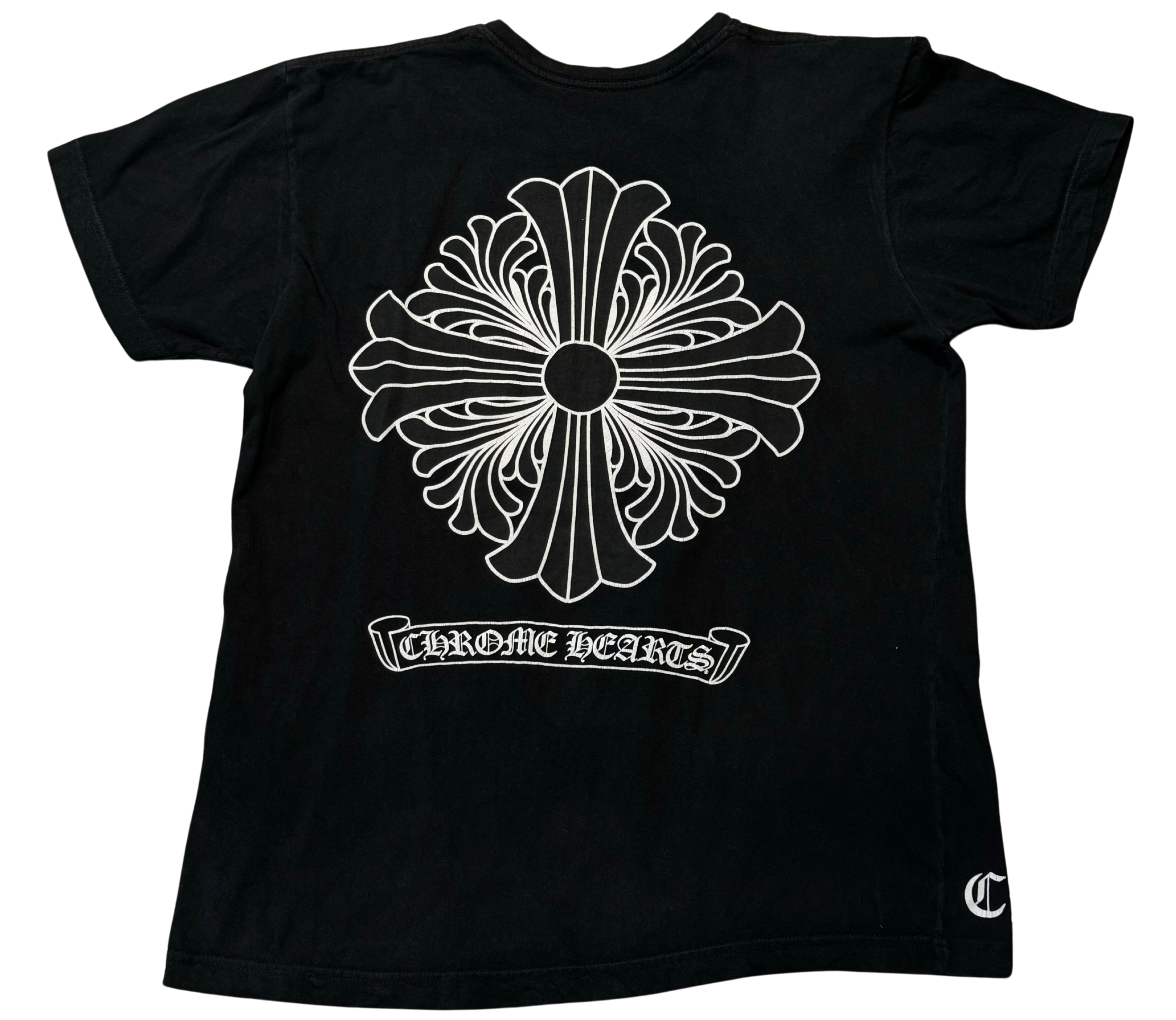 Chrome Hearts Floral Cross Scroll Logo T-Shirt Black (Preowned Size L)