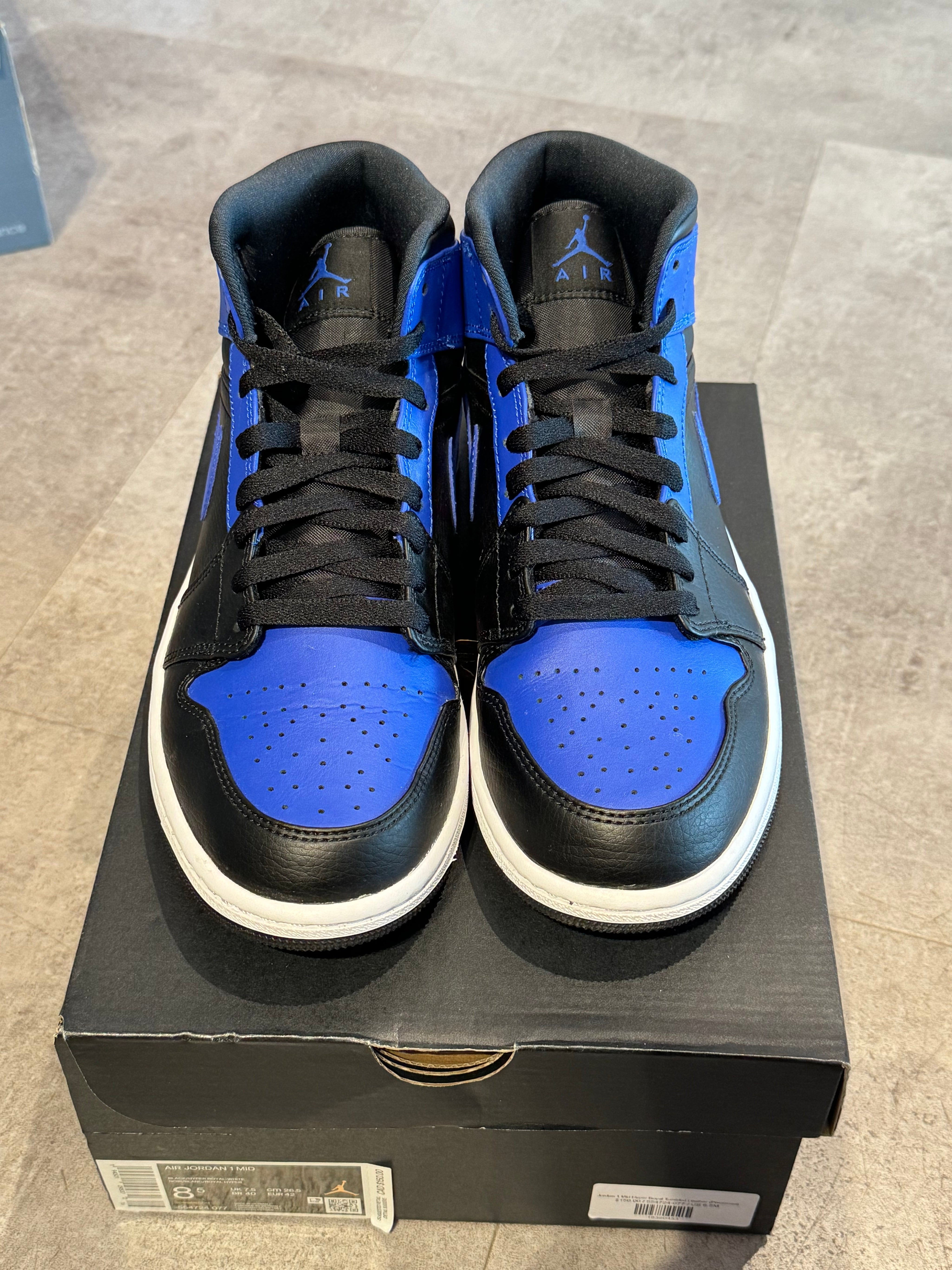 Jordan 1 Mid Hyper Royal Tumbled Leather (Preowned)