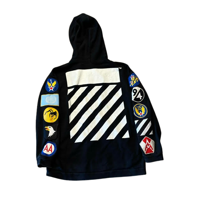 Off-White Patches Zip-Up Hoodie Black (Preowned)