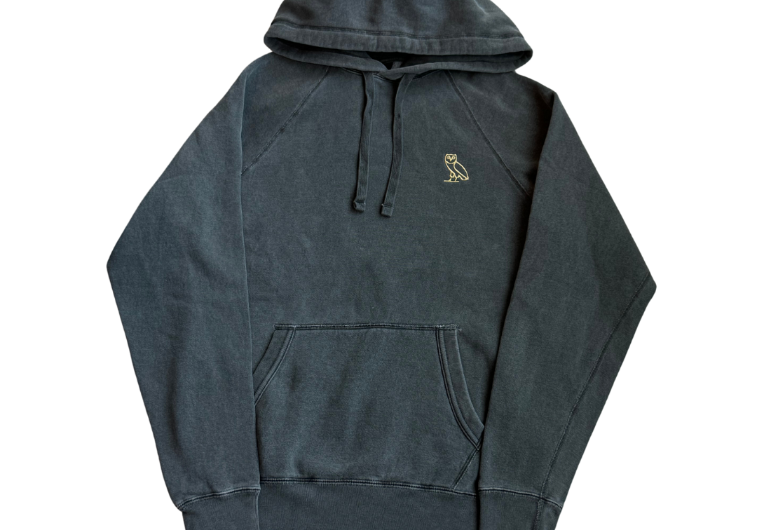 Ovo Pigment Dyed Owl Hoodie Dark Grey