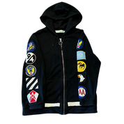 Off-White Patches Zip-Up Hoodie Black (Preowned)