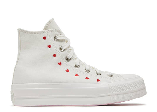 Conserve Chuck Taylor All-Star Lift Platform High Embroidered Hearts White Red (W)