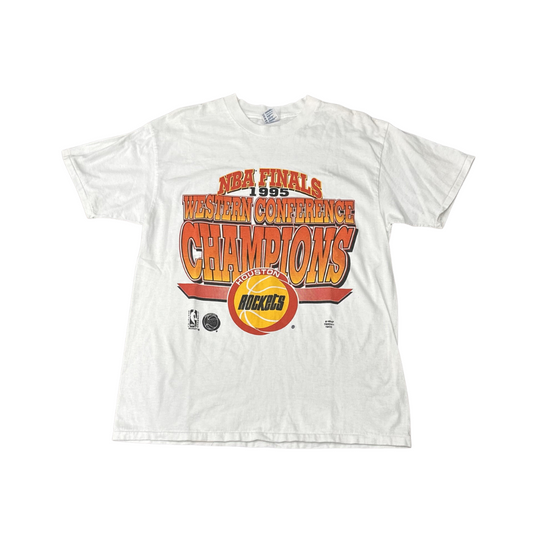 Vintage White 1995 Houston Rockets NBA Western Conference Champs T-Shirt